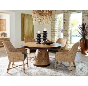 Los Altos Natural Oak Stain And Aged Bronze Weston Round Dining Table
