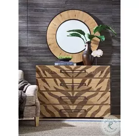 Los Altos Natural Oak Stain And Aged Bronze Carins Round Mirror