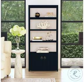 Lark Navy Blue 4 Tier Etagere Bookcase