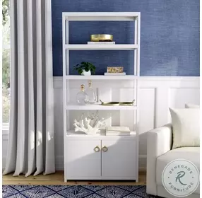 Lark White 4 Tier Etagere Bookcase