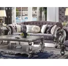 Versailles Brown Living Room Set with Nailhead Trim