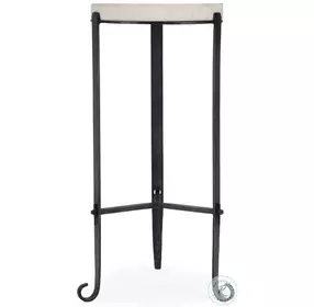 Mabel White Marble And Black Metal Round Accent Table