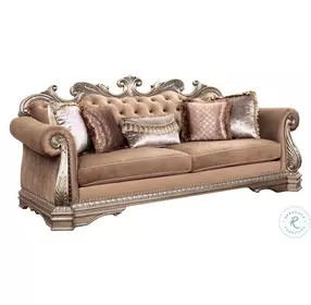Northville Velvet and Antique Silver Living Room Set with 5 Pillows