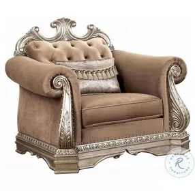 Northville Velvet and Antique Silver Nailhead Trim Chair with Pillow