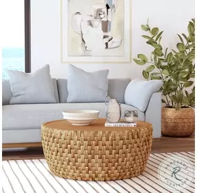 Captiva neutral Rattan Round Drum Coffee Table