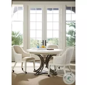 Ocean Breeze Shell White And Aged Pewter Marsh Creek Round Dining Table