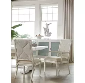 Ocean Breeze Regatta Blue and White Upholstered Side Chair