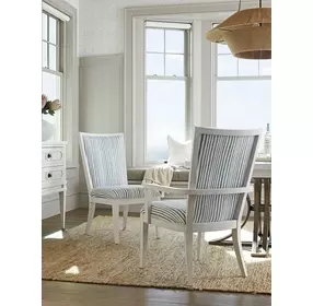 Ocean Breeze Sea Winds Blue and White Upholstered Side Chair