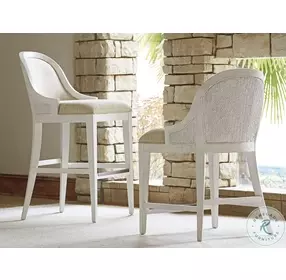 Ocean Breeze Sandy White Lantana Performance Fabric Bar Stool