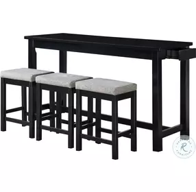 Connected Black 4 Piece Pack Counter Height Set