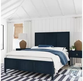 Lark Navy Blue Queen Platform Bed