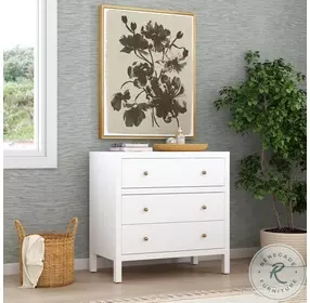 Nora Smooth White 3 Drawer Dresser