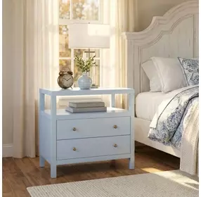 Nora Light Blue 2 Drawer Wide Open Nightstand