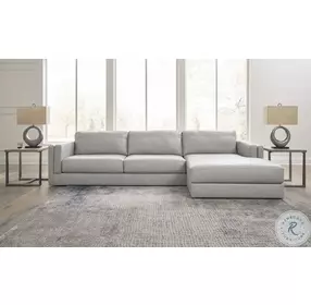 Amiata Glacier Leather 2 Piece Sectional with RAF Chaise