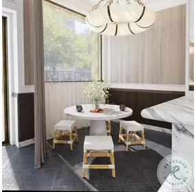 Robias Glossy White Rattan Stool