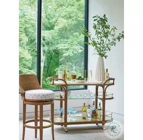 Palm Desert Sundrenched Sierra Toscana Rattan Mobile Bar Cart