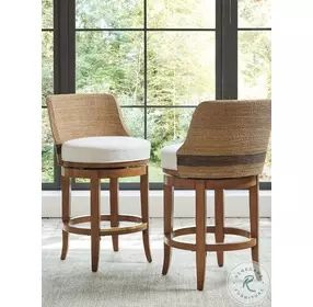 Palm Desert Crisp Winter White Kipton Performance Fabric Swivel Counter Height Stool