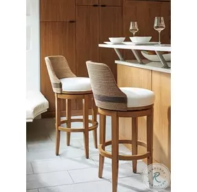 Palm Desert Crisp Winter White Kipton Performance Fabric Swivel Bar Stool