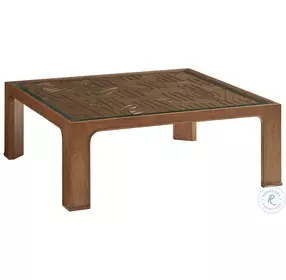 Palm Desert Sundrenched Sierra Tan Redford Square Rattan Occasional Table Set