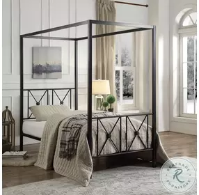 Rapa Black Metal Twin Metal Canopy Bed