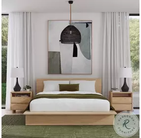 Halmstad Blonde Oak King Platform Bed