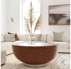 Harding Brown Rattan Drum Coffee Table