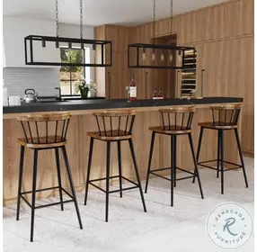 Merrick Natural Wood and Iron Spindle Bar Stool