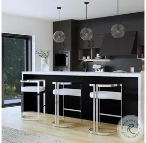 Clarence White And Black Bar Stool