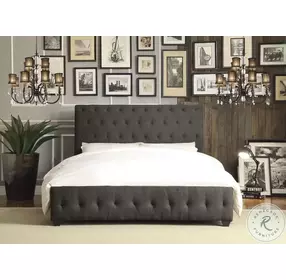 Baldwyn Charcoal Fabric Full Upholstered Panel Bed