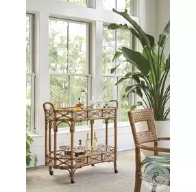 Key Biscayne Light Driftwood Nautilus Bar Cart