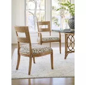 Key Biscayne Delano Brown and White Upholstered Side Chair