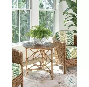 Key Biscayne Light Driftwood Drop Leaf Palm Island Accent Table