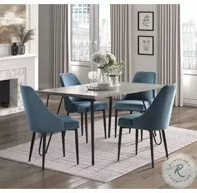 Keene Blue Velvet Side Chair Set of 2