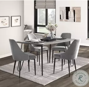 Keene Gray Velvet Side Chair Set of 2