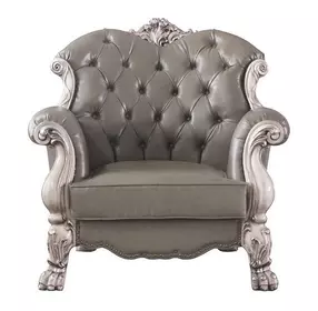 Dresden Gray Upholstered Accent Chair with 1 Pillow and Nailhead Trim