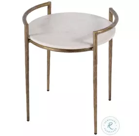 Madlyn White and Gold Round Side Table