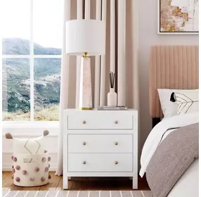 Nora Smooth White 3 Drawer Nightstand