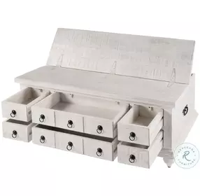 Chipping White 6 Drawer Trunk Cocktail Table