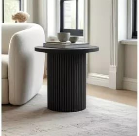Reba Black Round End Table