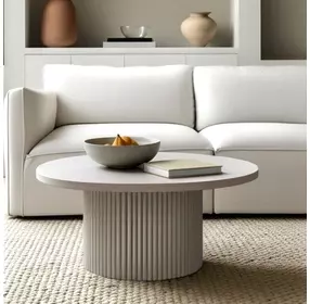 Reba Natural White Wash Round Cocktail Table