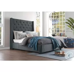 Fairborn Dark Gray Queen Upholstered Platform Bed