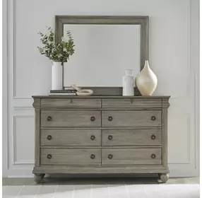 Rustic Traditions Saddle Tan 8 Drawer Dresser and Mirror