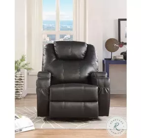 Waterlily Black Synthetic Leather Rocker Swivel Recliner