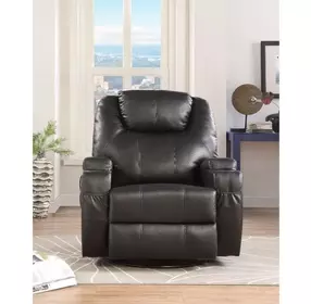 Waterlily Black Swivel Rocker Recliner with Heat and Massage