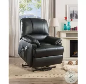 Ixora Black Synthetic Leather Recliner with Power Lift and Massage