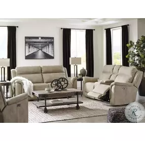 Next-Gen DuraPella Sand Performance Fabric Power Reclining Loveseat With Console