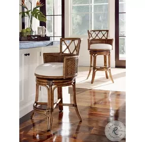 Bali Hai Ivory And Gold Kamala Bay Swivel Counter Height Stool