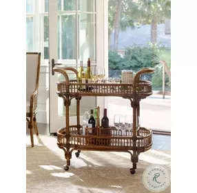 Bali Hai Aged Chestnut Brown Veranda Bar Cart