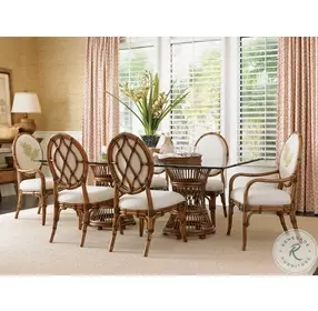 Bali Hai Aged Chestnut Brown Aruba Glass Top 84" Dining Table