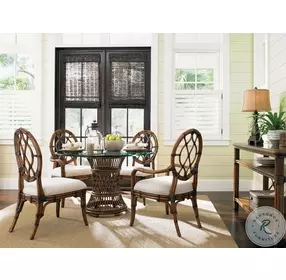 Bali Hai Ivory And Gold Cedar Key Oval Back Side Chair